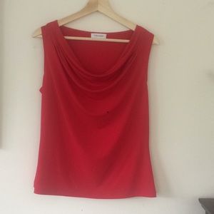 Red Calvin Klein drapey top